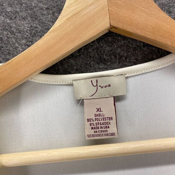 Yves Blouse Women XL Beige Sleeveless Wide Strap Ruffle Round Neck Pullover - Picture 5 of 8